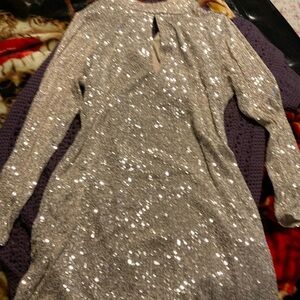 City Chic Champagne Sequin Long Sleeve Mini Dress | Holiday Party | Size S/16